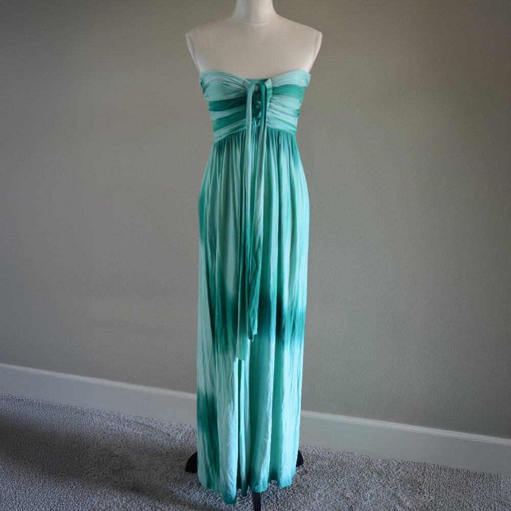 Rare Blue Tie Dye Strapless/Halter Maxi Dress